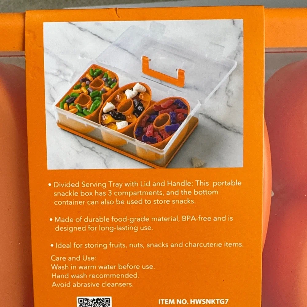 CWC Boo Orange 3-Compartment Portable Snack Box - Picture 3 of 5